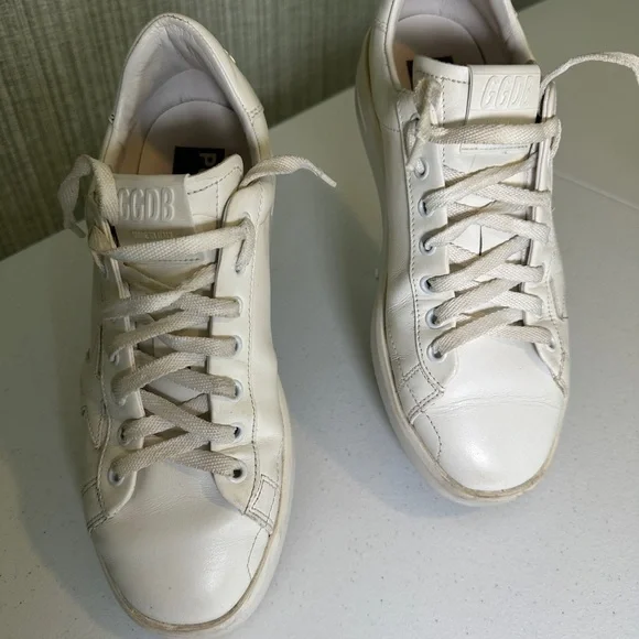 Golden Goose Purestar (GGDB/PURE) White Leather Sneakers, Size 9.5 - Picture 2 of 15